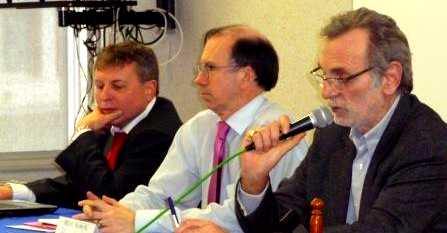 Congrs de Vichy, mars 2009 : De gauche  droite : Grard MOREAU, Secrtaire Gnral CFTC DGFIP, Michel MOREAU, Prsident de la Fdration des Agents de l'Etat et Jacques VOISIN, le Prsident  confdral CFTC